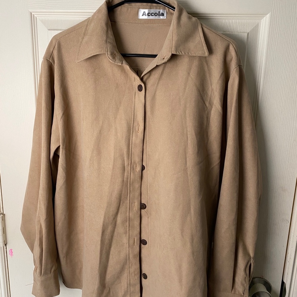 Accola Tan Button-Up Shirt